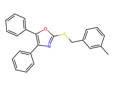 2-[[(3-Methylphenyl)methyl]thio]-4,5-diphenyloxazole structure
