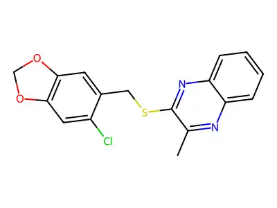 2-{[(6-Chloro-2H-1,3-benzodioxol-5-YL)methyl]sulfanyl}-3-methylquinoxaline structure
