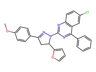 6-chloro-2-(5-(furan-2-yl)-3-(4-methoxyphenyl)-4,5-dihydro-1H-pyrazol-1-yl)-4-phenylquinazoline structure