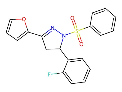 5-(2-Fluorophenyl)-3-(2-furyl)-1-(phenylsulfonyl)-2-pyrazoline structure