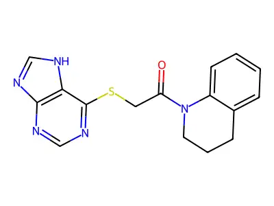 2-(7H-purin-6-ylsulfanyl)-1-(1,2,3,4-tetrahydroquinolin-1-yl)ethan-1-one structure