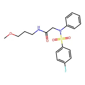 2-(N-(4-fluorophenyl)sulfonylanilino)-N-(3-methoxypropyl)acetamide structure