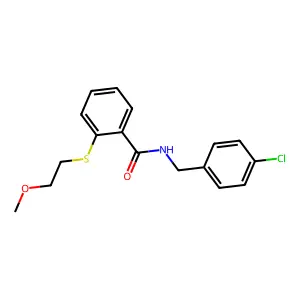 N-(4-chlorobenzyl)-2-[(2-methoxyethyl)sulfanyl]benzamide structure