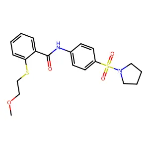 2-(2-methoxyethylsulfanyl)-N-(4-pyrrolidin-1-ylsulfonylphenyl)benzamide structure