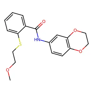 N-(2,3-dihydro-1,4-benzodioxin-6-yl)-2-(2-methoxyethylsulfanyl)benzamide structure