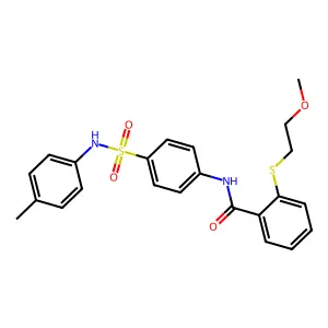 2-(2-methoxyethylsulfanyl)-N-[4-[(4-methylphenyl)sulfamoyl]phenyl]benzamide structure