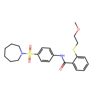 N-[4-(azepan-1-ylsulfonyl)phenyl]-2-(2-methoxyethylsulfanyl)benzamide structure