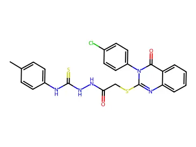1-[[2-[3-(4-chlorophenyl)-4-oxoquinazolin-2-yl]sulfanylacetyl]amino]-3-(4-methylphenyl)thiourea structure