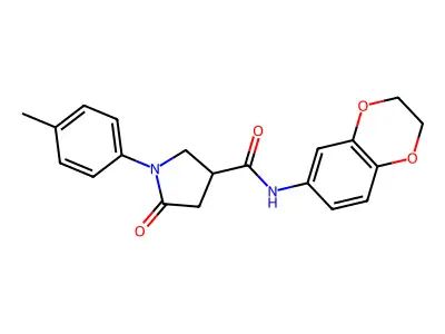 N-(2,3-dihydro-1,4-benzodioxin-6-yl)-1-(4-methylphenyl)-5-oxopyrrolidine-3-carboxamide structure