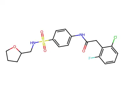 2-(2-chloro-6-fluorophenyl)-N-[4-(oxolan-2-ylmethylsulfamoyl)phenyl]acetamide structure