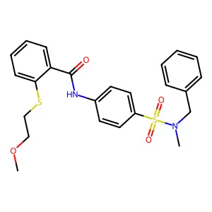 N-[4-[benzyl(methyl)sulfamoyl]phenyl]-2-(2-methoxyethylsulfanyl)benzamide structure