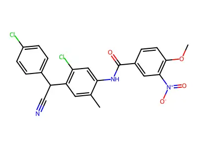 N-[5-chloro-4-[(4-chlorophenyl)-cyanomethyl]-2-methylphenyl]-4-methoxy-3-nitrobenzamide structure