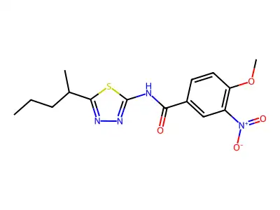 4-methoxy-3-nitro-N-(5-pentan-2-yl-1,3,4-thiadiazol-2-yl)benzamide structure