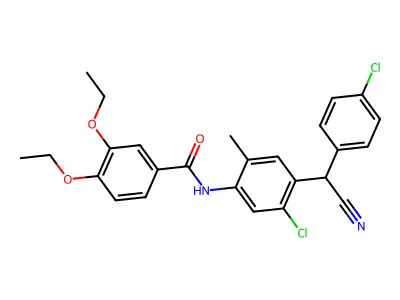 N-[5-chloro-4-[(4-chlorophenyl)-cyanomethyl]-2-methylphenyl]-3,4-diethoxybenzamide structure
