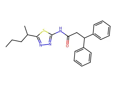 N-[5-(pentan-2-yl)-1,3,4-thiadiazol-2-yl]-3,3-diphenylpropanamide structure