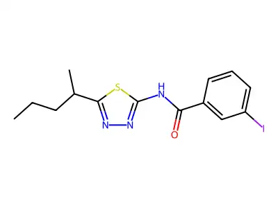 3-iodo-N-(5-pentan-2-yl-1,3,4-thiadiazol-2-yl)benzamide structure