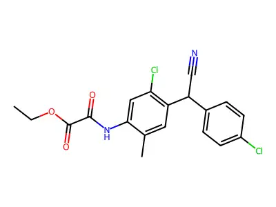 ethyl ({5-chloro-4-[(4-chlorophenyl)(cyano)methyl]-2-methylphenyl}amino)(oxo)acetate structure