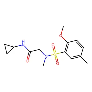 N-cyclopropyl-2-[(2-methoxy-5-methylphenyl)sulfonyl-methylamino]acetamide structure