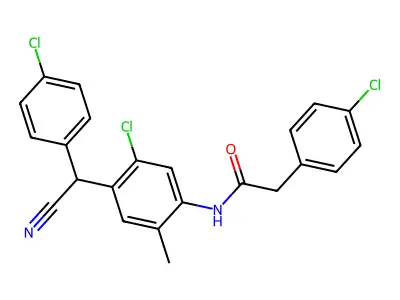 N-[5-chloro-4-[(4-chlorophenyl)-cyanomethyl]-2-methylphenyl]-2-(4-chlorophenyl)acetamide structure