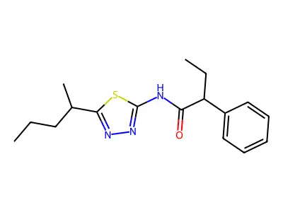 N-[5-(pentan-2-yl)-1,3,4-thiadiazol-2-yl]-2-phenylbutanamide structure