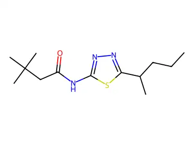 3,3-dimethyl-N-(5-pentan-2-yl-1,3,4-thiadiazol-2-yl)butanamide structure