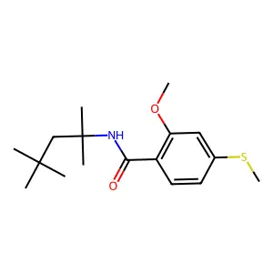 2-methoxy-4-methylsulfanyl-N-(2,4,4-trimethylpentan-2-yl)benzamide structure