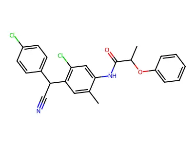 N-{5-chloro-4-[(4-chlorophenyl)(cyano)methyl]-2-methylphenyl}-2-phenoxypropanamide structure