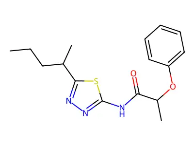 N-[5-(pentan-2-yl)-1,3,4-thiadiazol-2-yl]-2-phenoxypropanamide structure