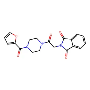 2-[2-[4-(Furan-2-carbonyl)piperazin-1-yl]-2-oxoethyl]isoindole-1,3-dione structure