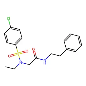 N~2~-[(4-chlorophenyl)sulfonyl]-N~2~-ethyl-N-(2-phenylethyl)glycinamide structure