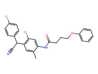 N-{5-chloro-4-[(4-chlorophenyl)(cyano)methyl]-2-methylphenyl}-4-phenoxybutanamide structure