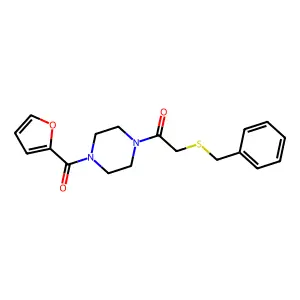 2-Benzylsulfanyl-1-[4-(furan-2-carbonyl)piperazin-1-yl]ethanone structure
