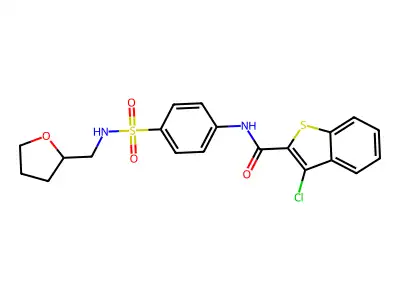 3-chloro-N-[4-(oxolan-2-ylmethylsulfamoyl)phenyl]-1-benzothiophene-2-carboxamide structure