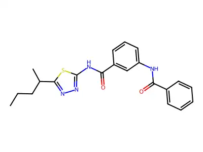 3-benzamido-N-(5-pentan-2-yl-1,3,4-thiadiazol-2-yl)benzamide structure