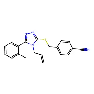 4-[[5-(2-methylphenyl)-4-prop-2-enyl-1,2,4-triazol-3-yl]sulfanylmethyl]benzonitrile structure
