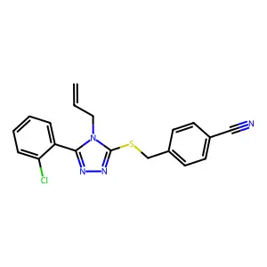4-[[5-(2-chlorophenyl)-4-prop-2-enyl-1,2,4-triazol-3-yl]sulfanylmethyl]benzonitrile structure