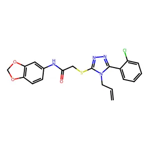 N-(1,3-benzodioxol-5-yl)-2-[[5-(2-chlorophenyl)-4-prop-2-enyl-1,2,4-triazol-3-yl]sulfanyl]acetamide structure