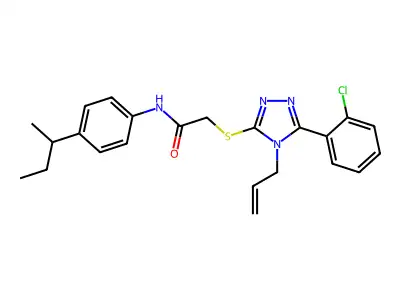 N-(4-butan-2-ylphenyl)-2-[[5-(2-chlorophenyl)-4-prop-2-enyl-1,2,4-triazol-3-yl]sulfanyl]acetamide structure