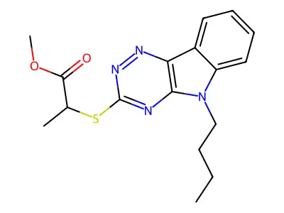 methyl 2-[(5-butyl-5H-[1,2,4]triazino[5,6-b]indol-3-yl)sulfanyl]propanoate structure