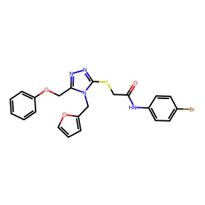 N-(4-bromophenyl)-2-[[4-(furan-2-ylmethyl)-5-(phenoxymethyl)-1,2,4-triazol-3-yl]sulfanyl]acetamide structure