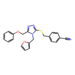 4-[[4-(furan-2-ylmethyl)-5-(phenoxymethyl)-1,2,4-triazol-3-yl]sulfanylmethyl]benzonitrile structure