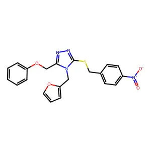 4-(furan-2-ylmethyl)-3-[(4-nitrophenyl)methylsulfanyl]-5-(phenoxymethyl)-1,2,4-triazole structure