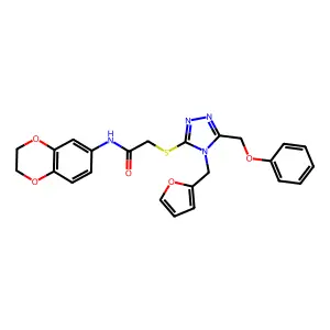 N-(2,3-dihydro-1,4-benzodioxin-6-yl)-2-[[4-(furan-2-ylmethyl)-5-(phenoxymethyl)-1,2,4-triazol-3-yl]sulfanyl]acetamide structure