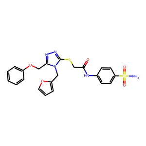 2-[[4-(furan-2-ylmethyl)-5-(phenoxymethyl)-1,2,4-triazol-3-yl]sulfanyl]-N-(4-sulfamoylphenyl)acetamide structure