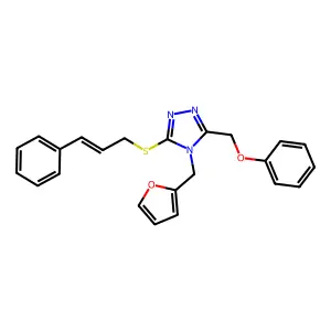 4-(furan-2-ylmethyl)-3-(phenoxymethyl)-5-[(E)-3-phenylprop-2-enyl]sulfanyl-1,2,4-triazole structure