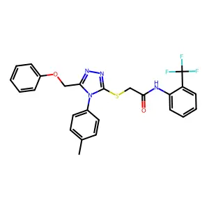 2-[[4-(4-methylphenyl)-5-(phenoxymethyl)-1,2,4-triazol-3-yl]sulfanyl]-N-[2-(trifluoromethyl)phenyl]acetamide structure