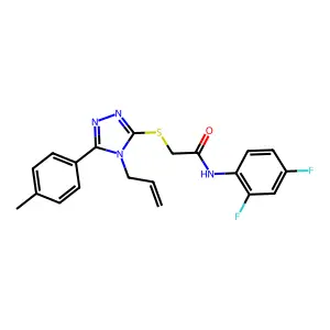 N-(2,4-difluorophenyl)-2-[[5-(4-methylphenyl)-4-prop-2-enyl-1,2,4-triazol-3-yl]sulfanyl]acetamide structure