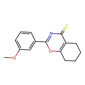 2-(3-methoxyphenyl)-5,6,7,8-tetrahydro-4H-1,3-benzoxazine-4-thione structure