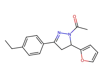 1-[5-(4-Ethylphenyl)-3-(furan-2-yl)-3,4-dihydropyrazol-2-yl]ethanone structure