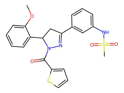 N-(3-(5-(2-methoxyphenyl)-1-(thiophene-2-carbonyl)-4,5-dihydro-1H-pyrazol-3-yl)phenyl)methanesulfonamide structure